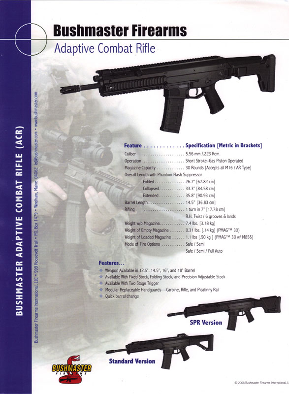 bushmaster acr enhanced. Bushmaster ACR brochure cover